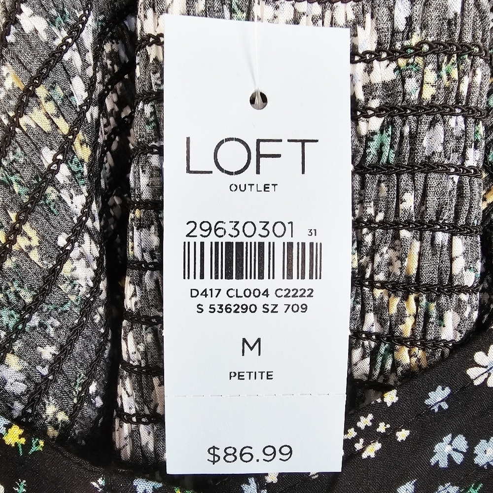 Loft Outlet Black Ditsy Floral Wide Leg Cropped Romper Jumpsuit NWT MP - Picture 3 of 11